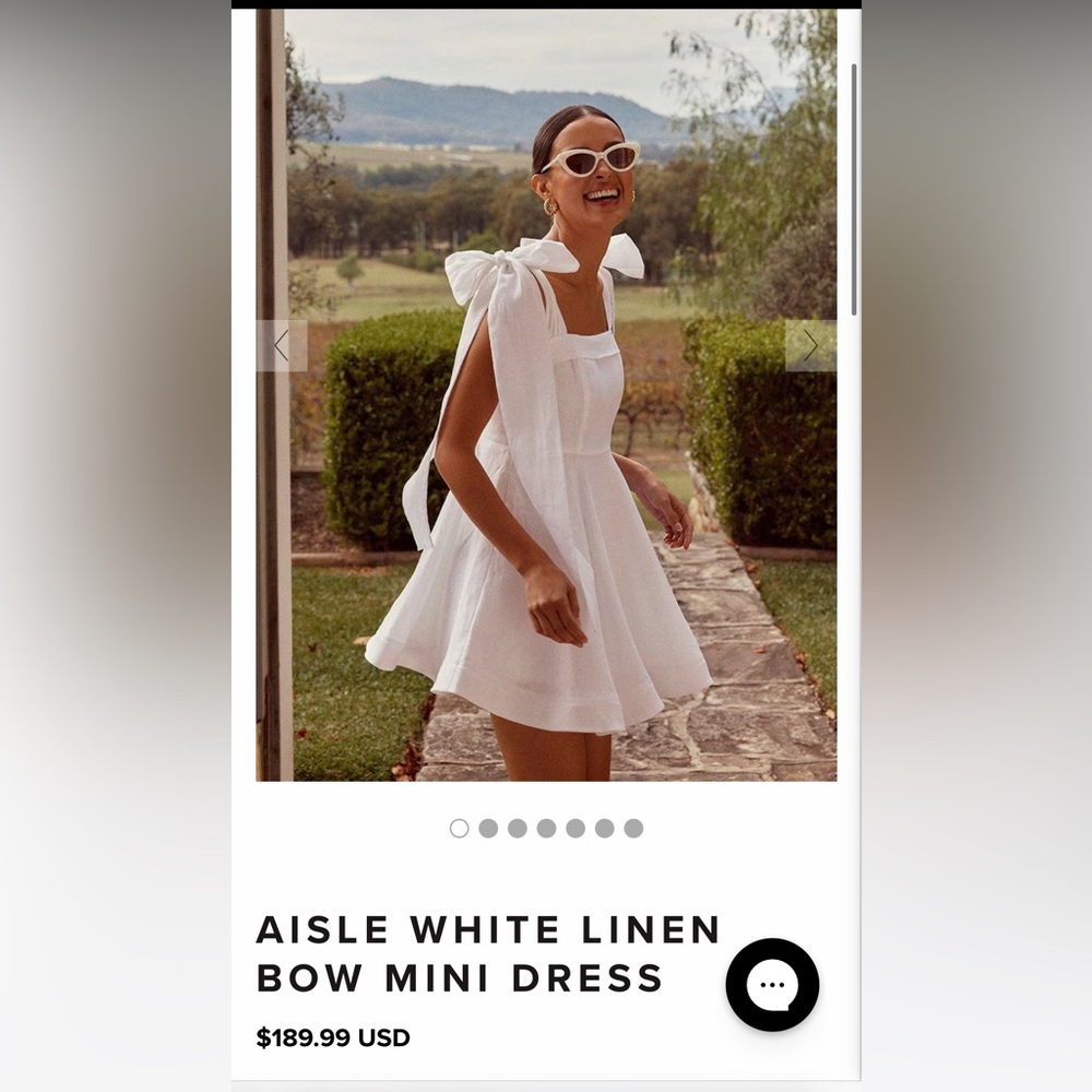 DISSH Aisle White Linen Bow Mini Dress